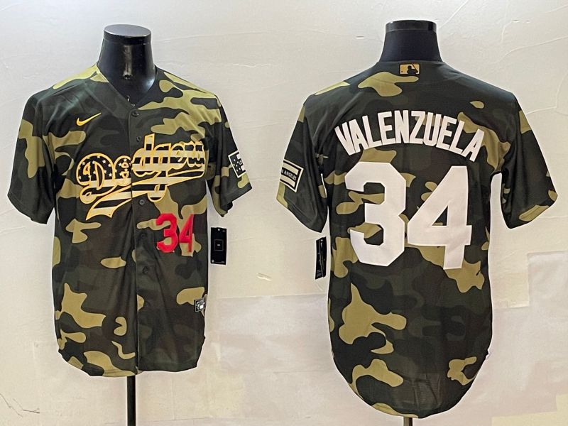 Men Los Angeles Dodgers 34 Valenzuela Camo Joint Name 2025 Nike MLB Jersey style 10